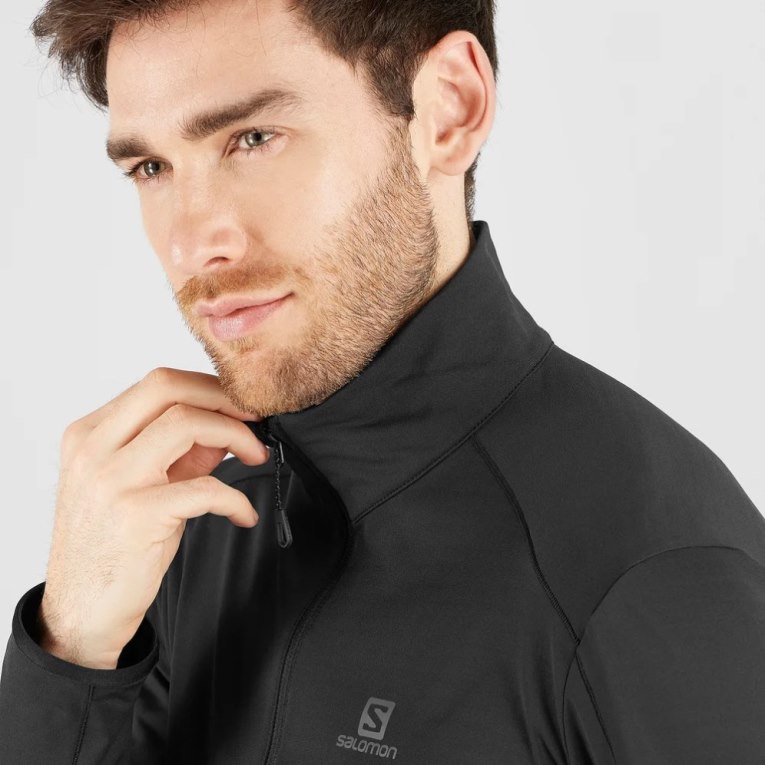 Pánské Mikiny Salomon Essential Lightwarm Half Zip Černé | CZ 70UWASO